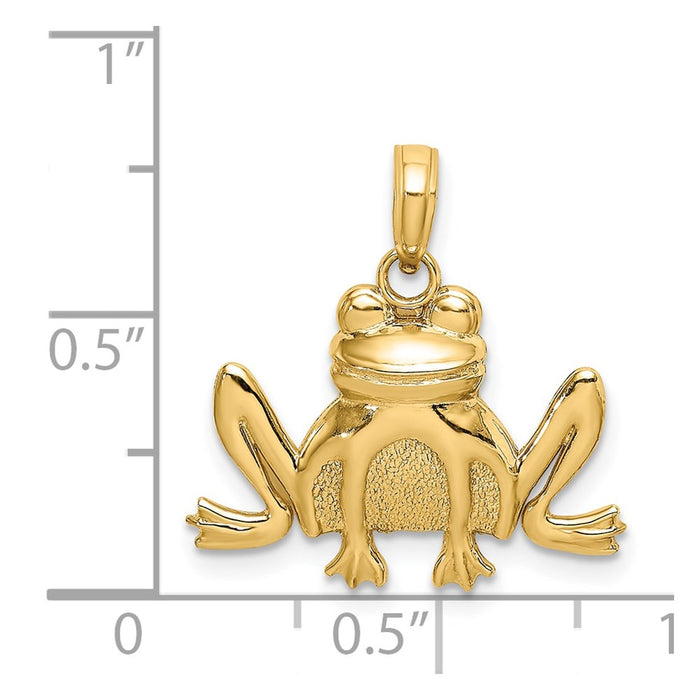 Million Charms 14K Yellow Gold Themed Textured Sitting Frog Charm
