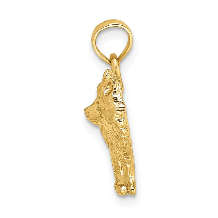 Million Charms 14K Yellow Gold Themed 2-D & Polished Pomeranian Dog Charm