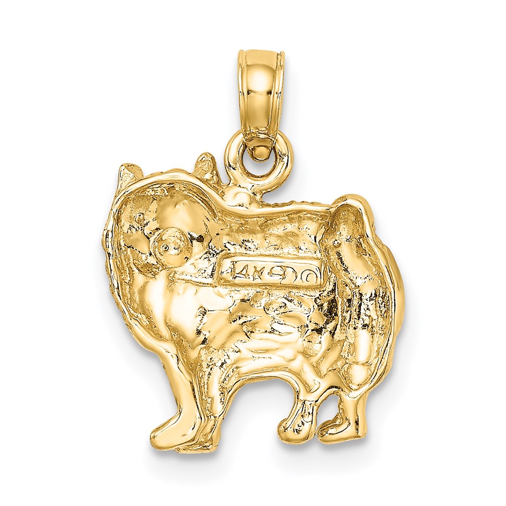 Million Charms 14K Yellow Gold Themed 2-D & Polished Pomeranian Dog Charm