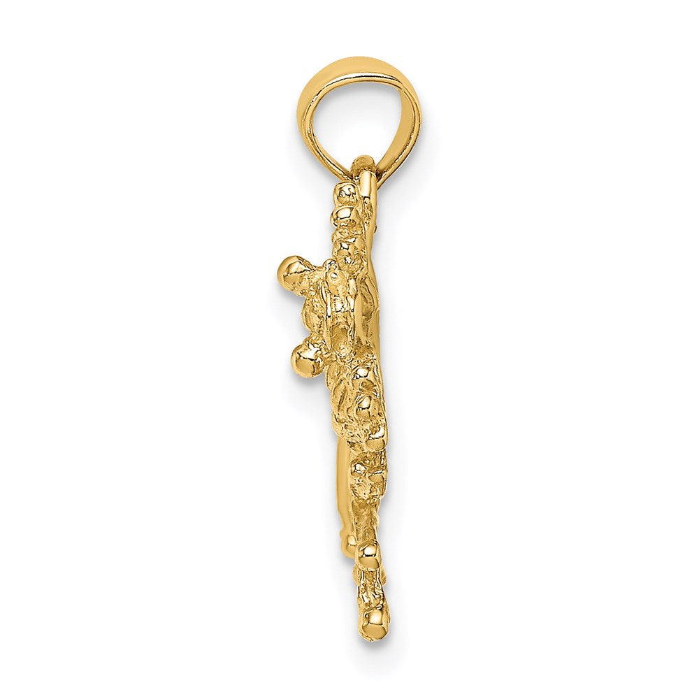 Million Charms 14K Yellow Gold Themed 2-D Textured Frog Charm