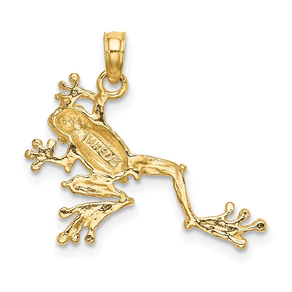 Million Charms 14K Yellow Gold Themed 2-D Textured Frog Charm