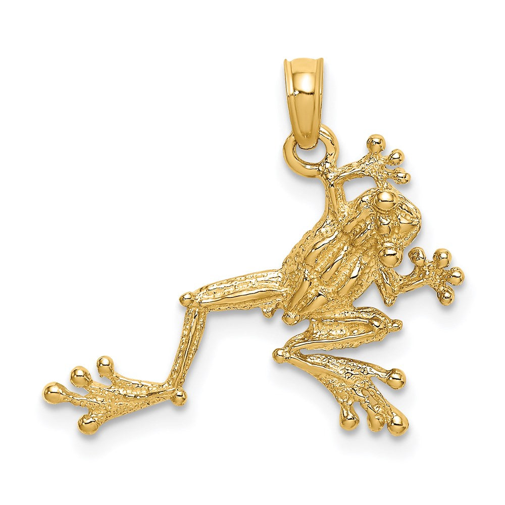 Million Charms 14K Yellow Gold Themed 2-D Textured Frog Charm