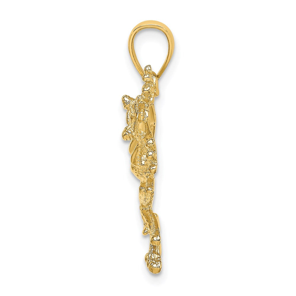 Million Charms 14K Yellow Gold Themed 2-D Textured Frog Charm