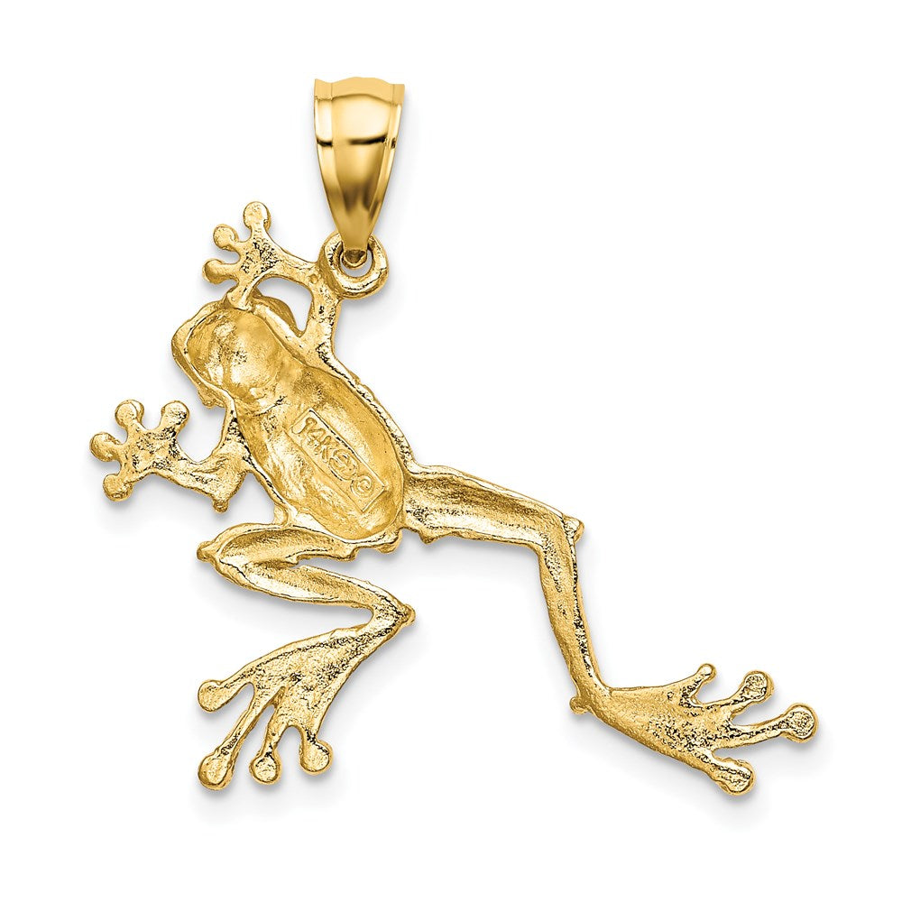 Million Charms 14K Yellow Gold Themed 2-D Textured Frog Charm