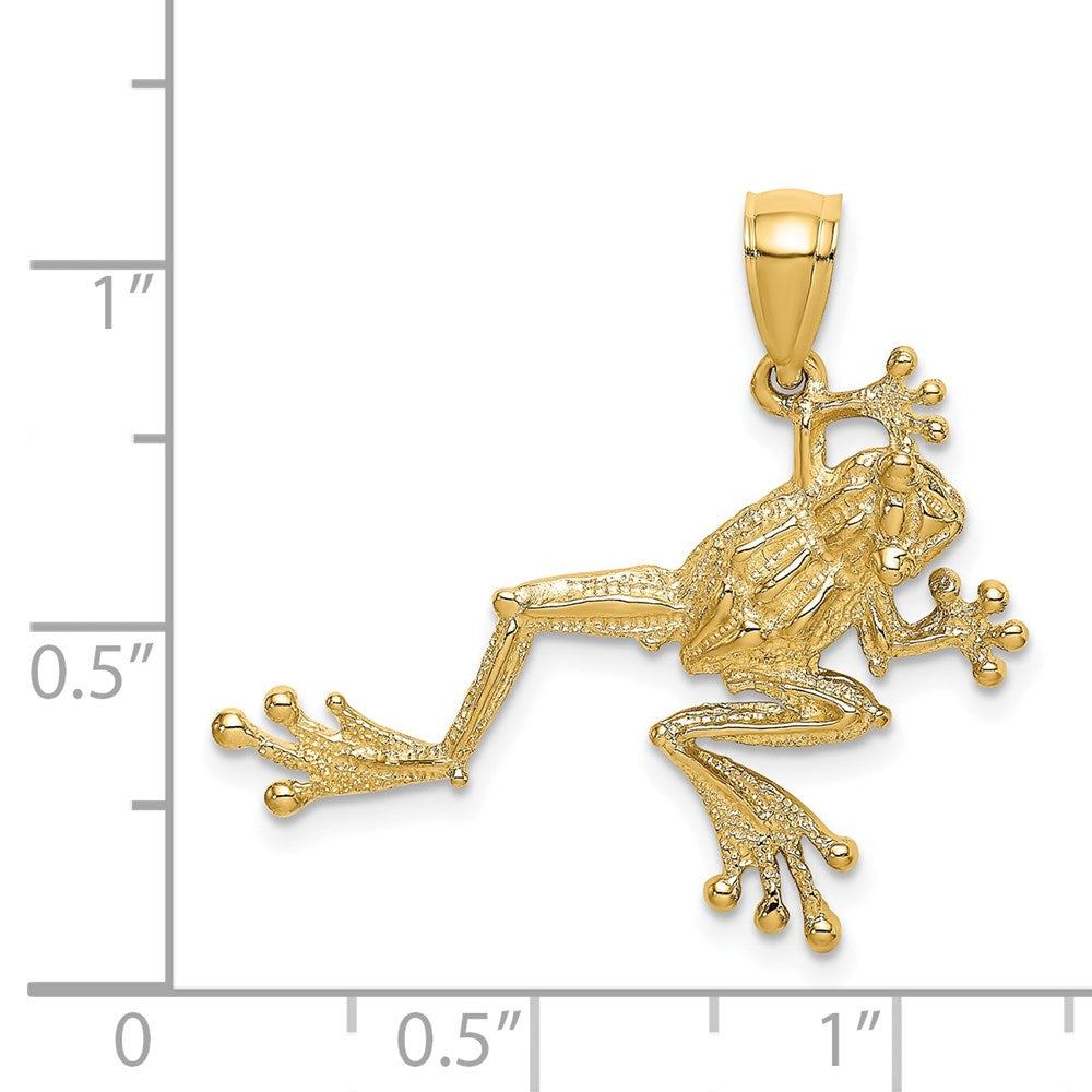 Million Charms 14K Yellow Gold Themed 2-D Textured Frog Charm