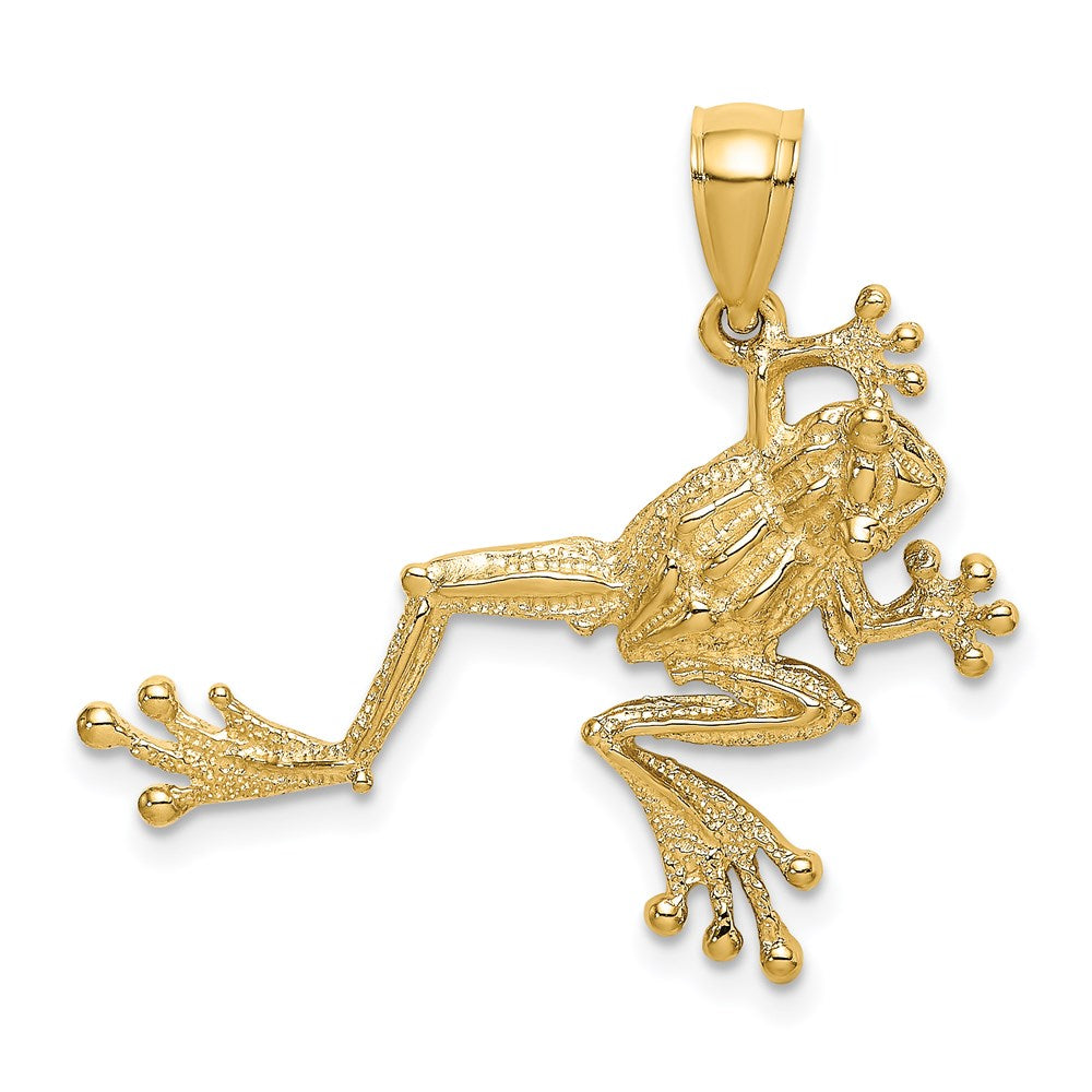 Million Charms 14K Yellow Gold Themed 2-D Textured Frog Charm