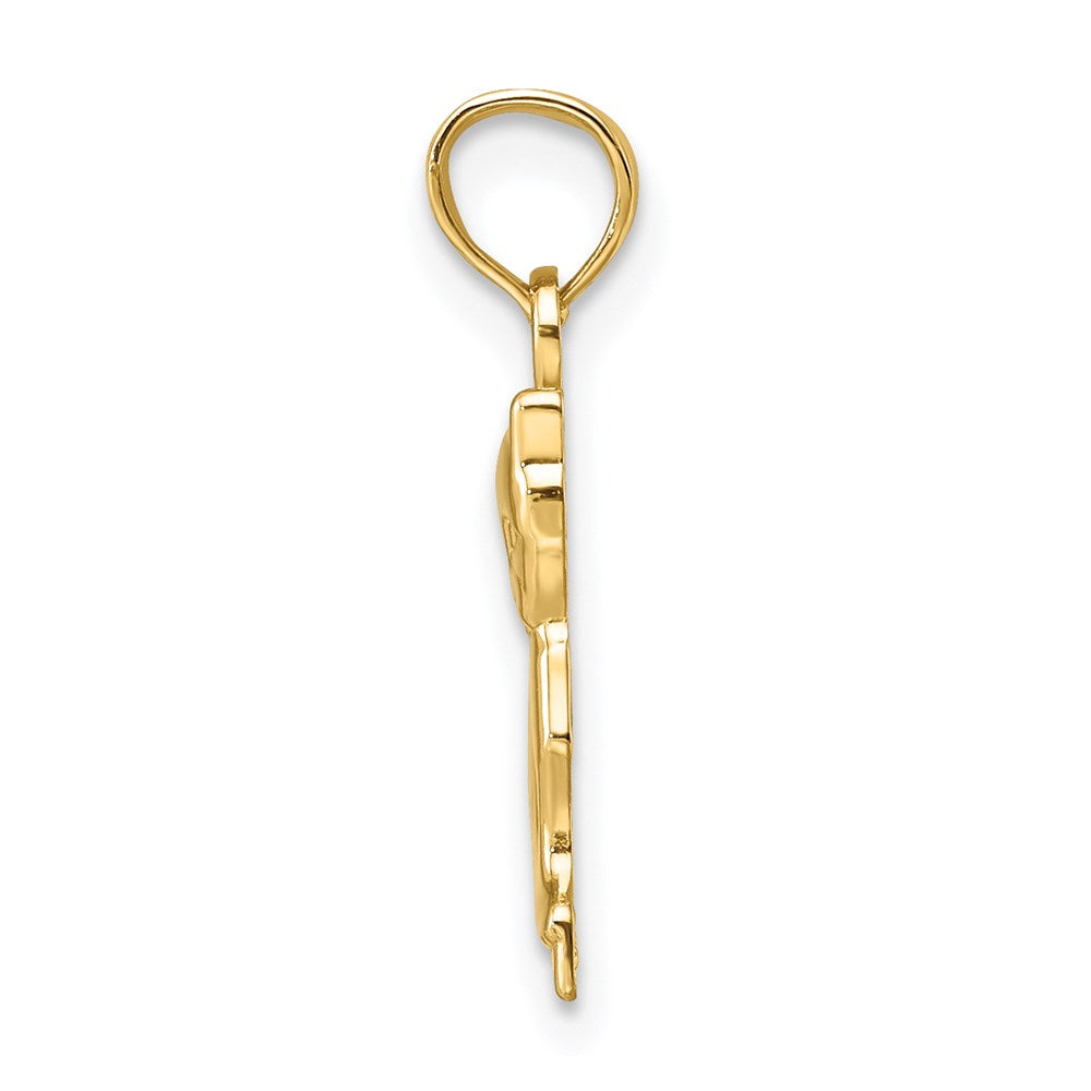 Million Charms 14K Yellow Gold Themed 2-D Mini Sitting Kitten Charm