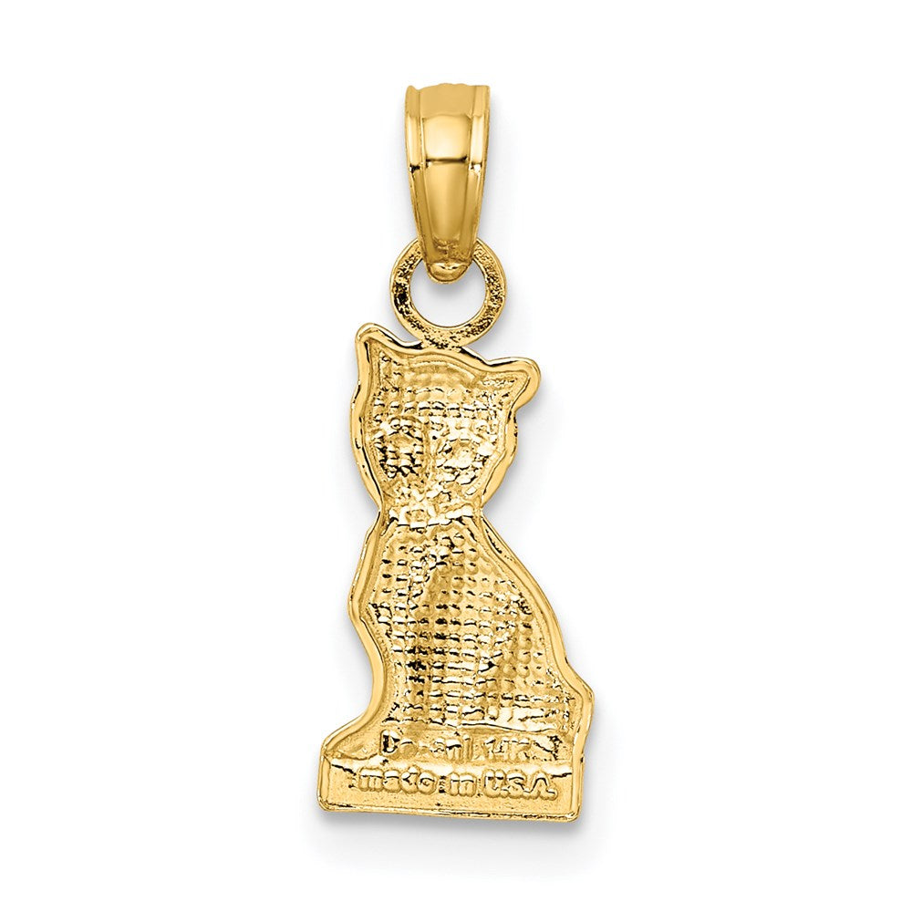 Million Charms 14K Yellow Gold Themed 2-D Mini Sitting Kitten Charm