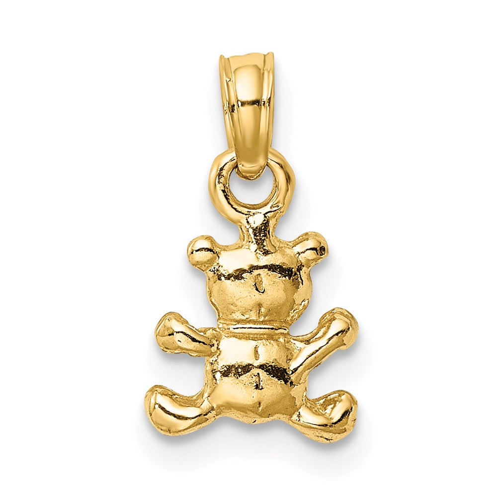Million Charms 14K Yellow Gold Themed 3-D Mini Teddy Bear Charm