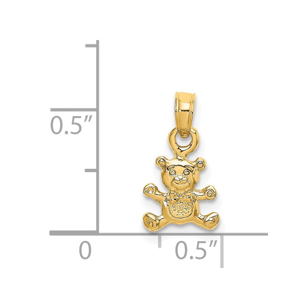 Million Charms 14K Yellow Gold Themed 3-D Mini Teddy Bear Charm