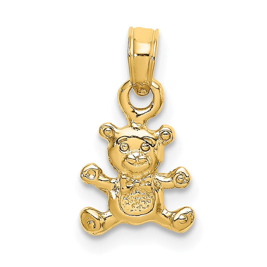 Million Charms 14K Yellow Gold Themed 3-D Mini Teddy Bear Charm