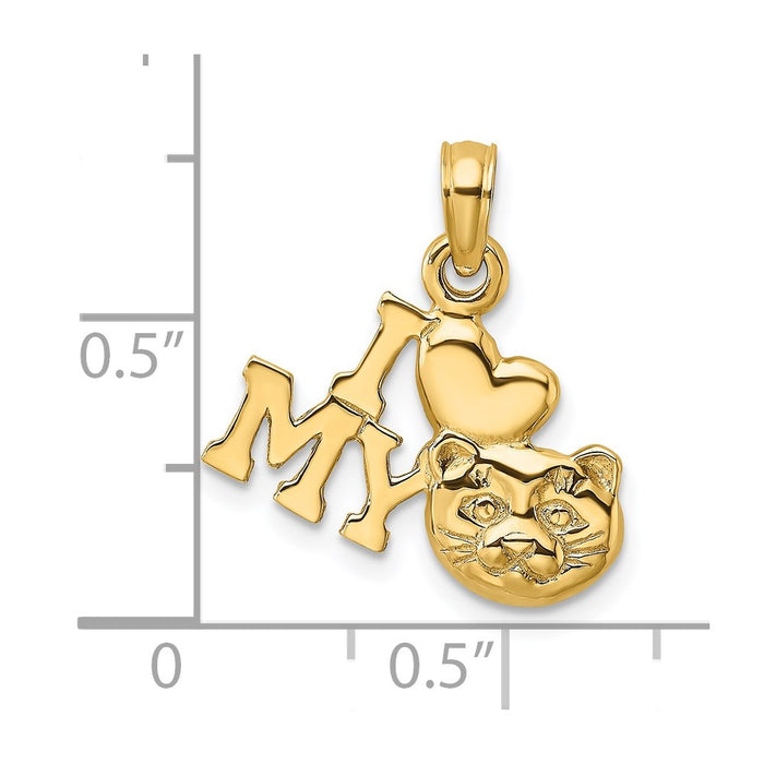 Million Charms 14K Yellow Gold Themed I Love My Cat Charm