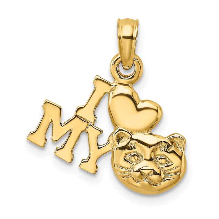 Million Charms 14K Yellow Gold Themed I Love My Cat Charm