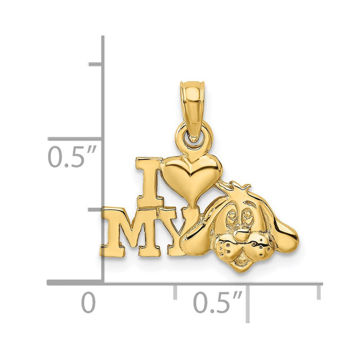 Million Charms 14K Yellow Gold Themed I Love My Dog Charm