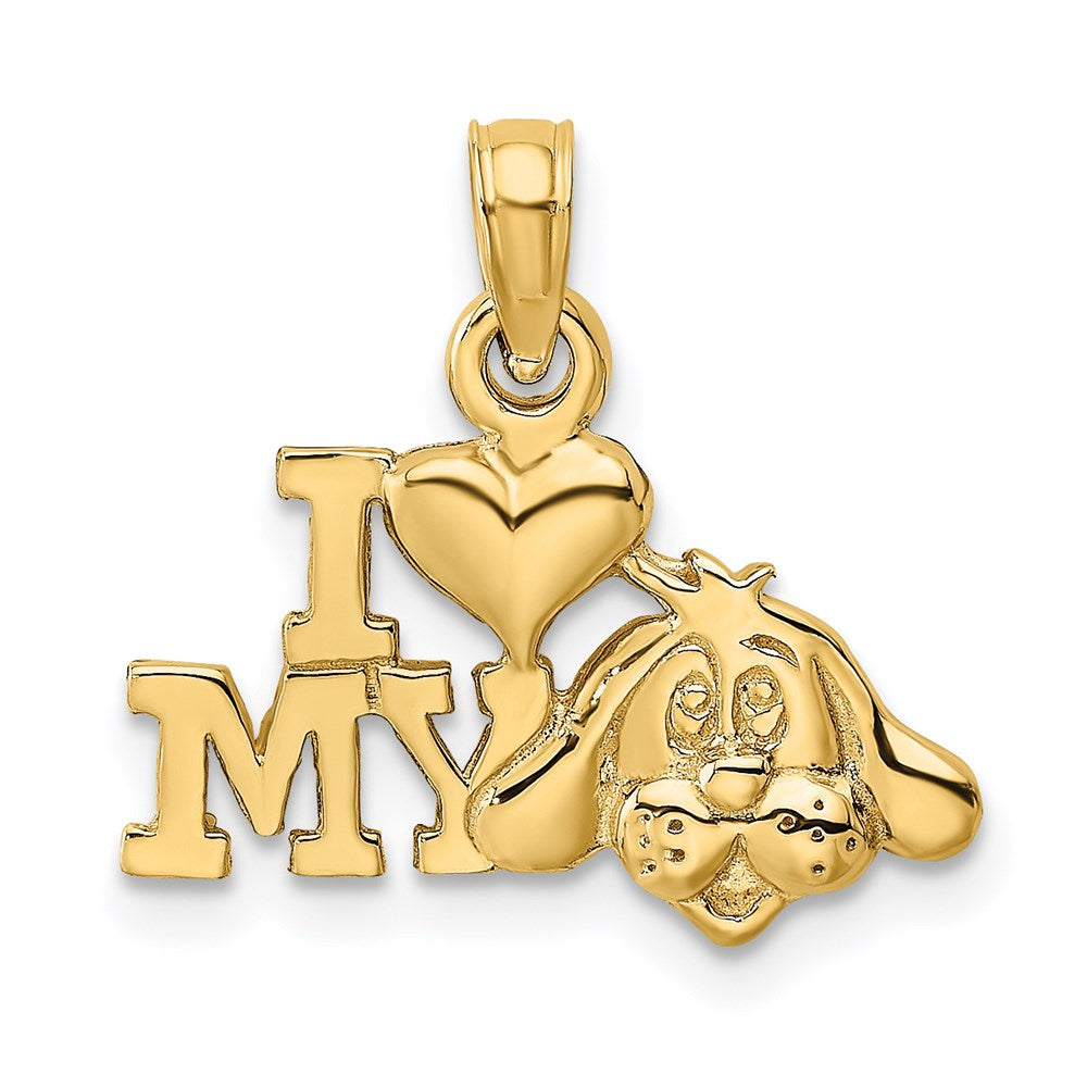 Million Charms 14K Yellow Gold Themed I Love My Dog Charm