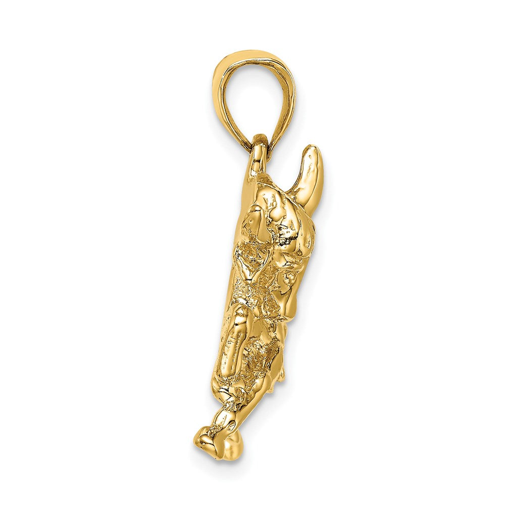 Million Charms 14K Yellow Gold Themed Polished Raging Bull With Horns Charm