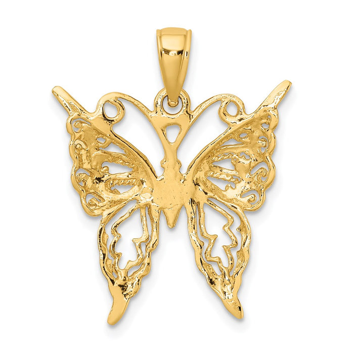 Million Charms 14K Yellow Gold Themed 2-D Cut-Out Butterfly Charm