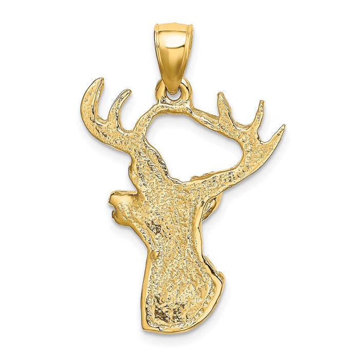 Million Charms 14K Yellow Gold Themed 2-D Deer Head Profile Charm