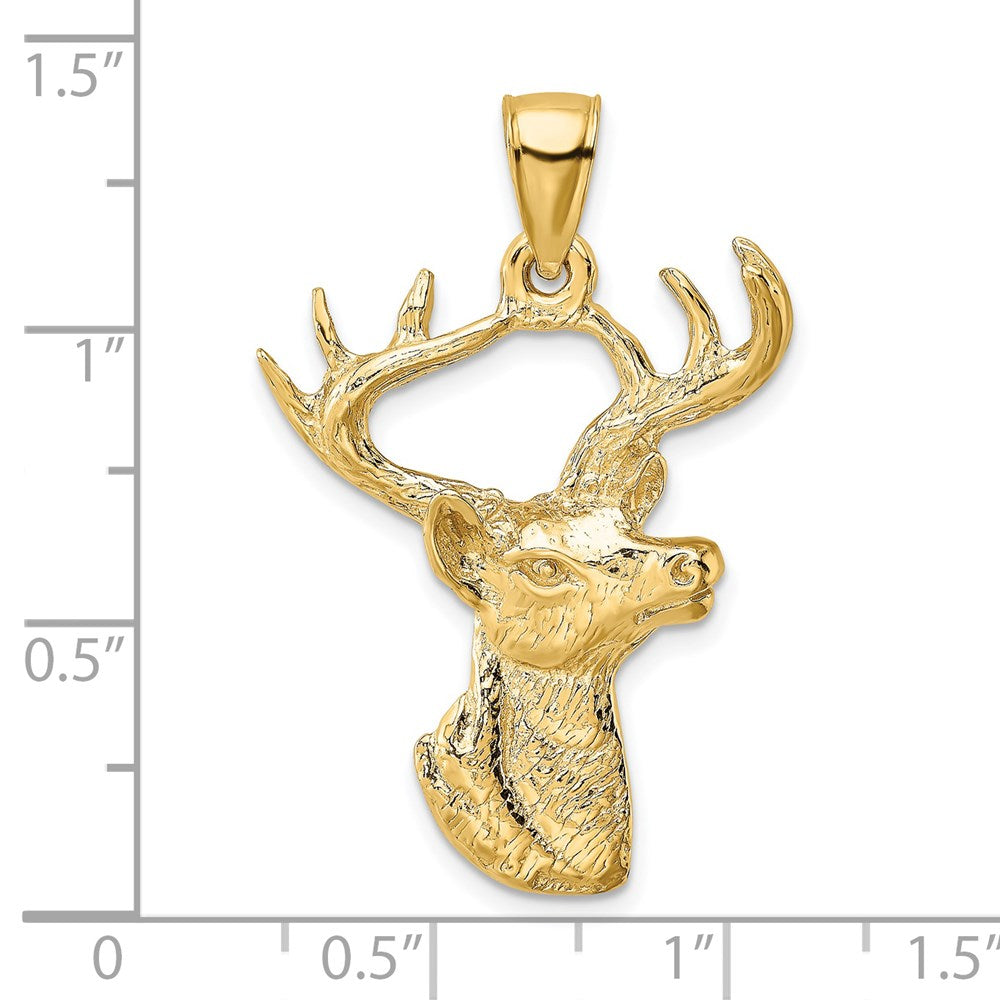 Million Charms 14K Yellow Gold Themed 2-D Deer Head Profile Charm