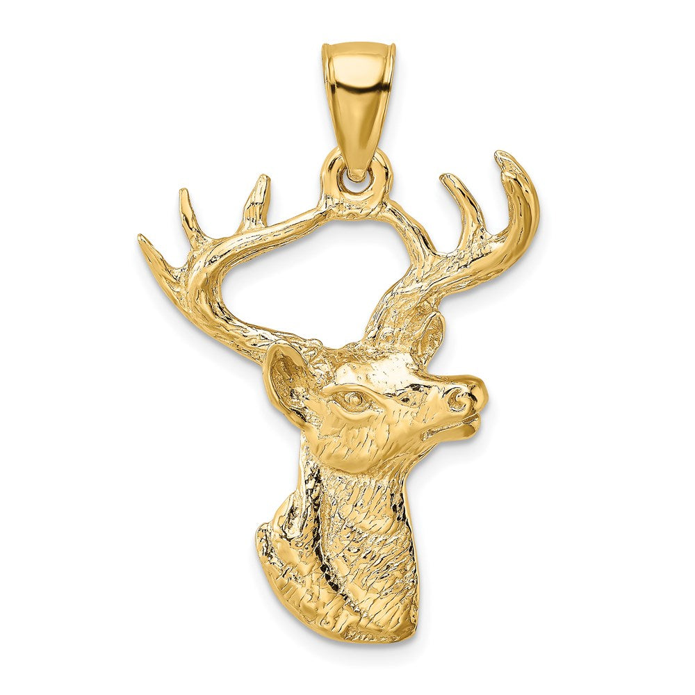 Million Charms 14K Yellow Gold Themed 2-D Deer Head Profile Charm