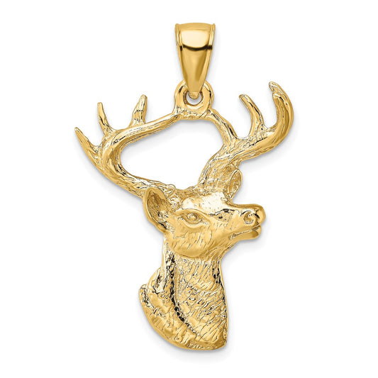 Million Charms 14K Yellow Gold Themed 2-D Deer Head Profile Charm