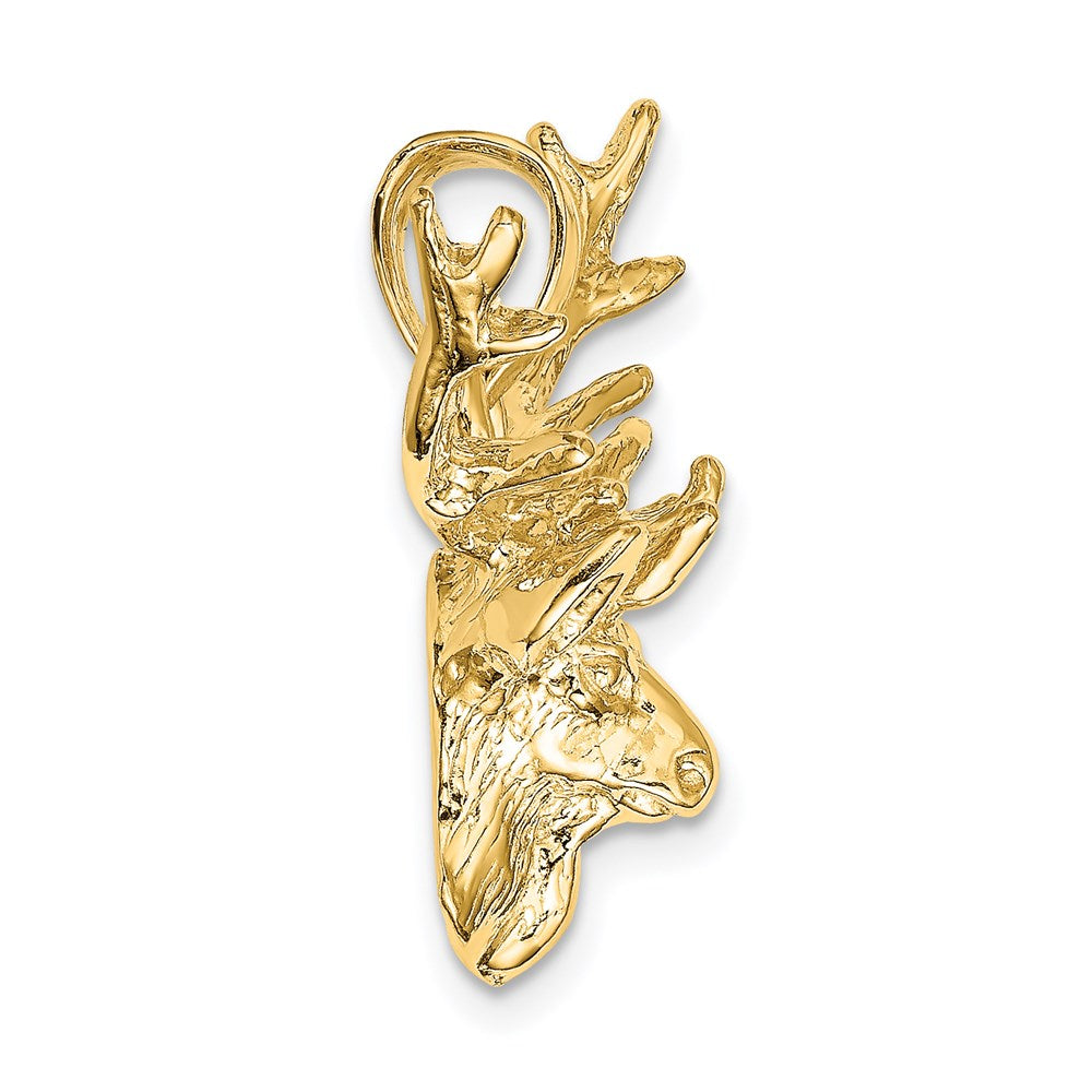 Million Charms 14K Yellow Gold Themed 2-D Deer Head 8 Point Buck Charm