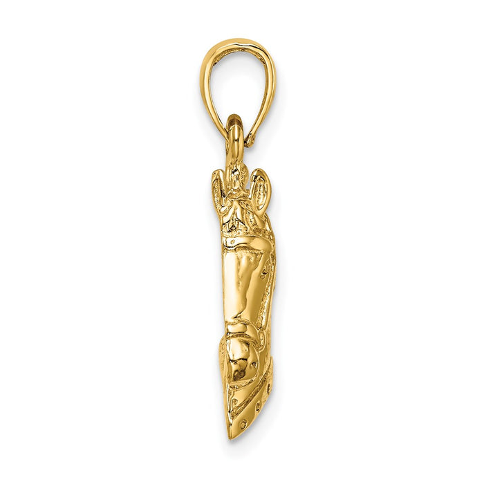 Million Charms 14K Yellow Gold Themed 2-D & Textured Horse Head Charm