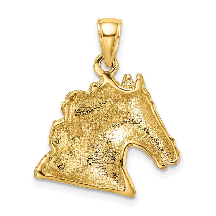 Million Charms 14K Yellow Gold Themed 2-D & Textured Horse Head Charm