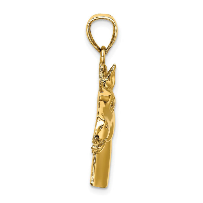 Million Charms 14K Yellow Gold Themed 2-D & Polished Horse Head Charm