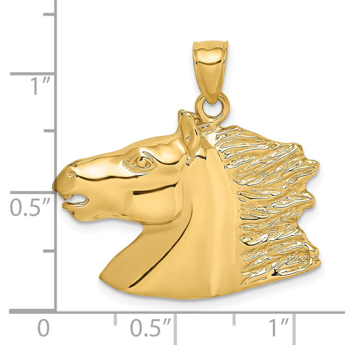 Million Charms 14K Yellow Gold Themed 2-D & Polished Horse Head Charm