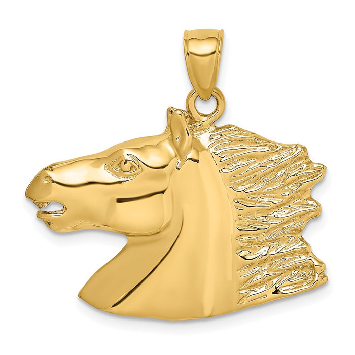 Million Charms 14K Yellow Gold Themed 2-D & Polished Horse Head Charm