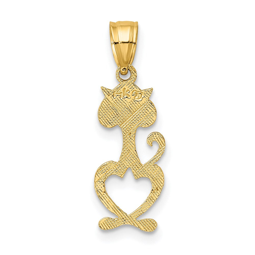 Million Charms 14K Yellow Gold Themed Cut-Out & Engraved Cat Charm