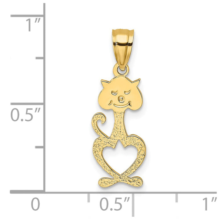 Million Charms 14K Yellow Gold Themed Cut-Out & Engraved Cat Charm