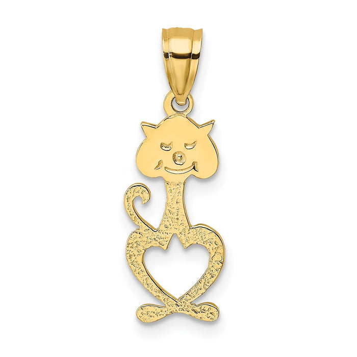 Million Charms 14K Yellow Gold Themed Cut-Out & Engraved Cat Charm