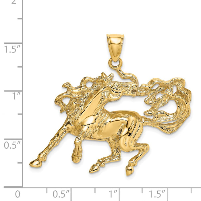 Million Charms 14K Yellow Gold Themed 2-D Dancing Horse Charm