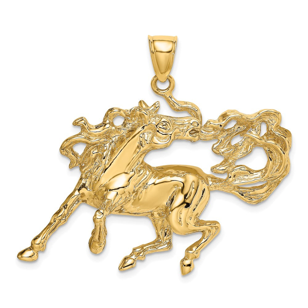 Million Charms 14K Yellow Gold Themed 2-D Dancing Horse Charm