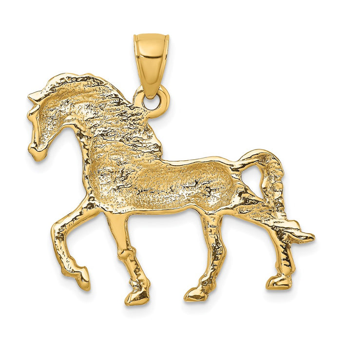 Million Charms 14K Yellow Gold Themed 2-D Horse Walking Charm