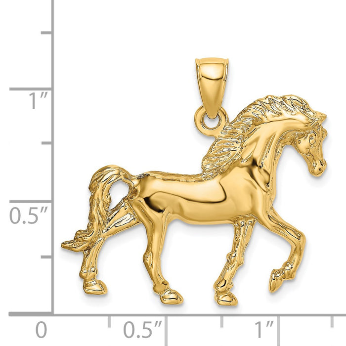 Million Charms 14K Yellow Gold Themed 2-D Horse Walking Charm