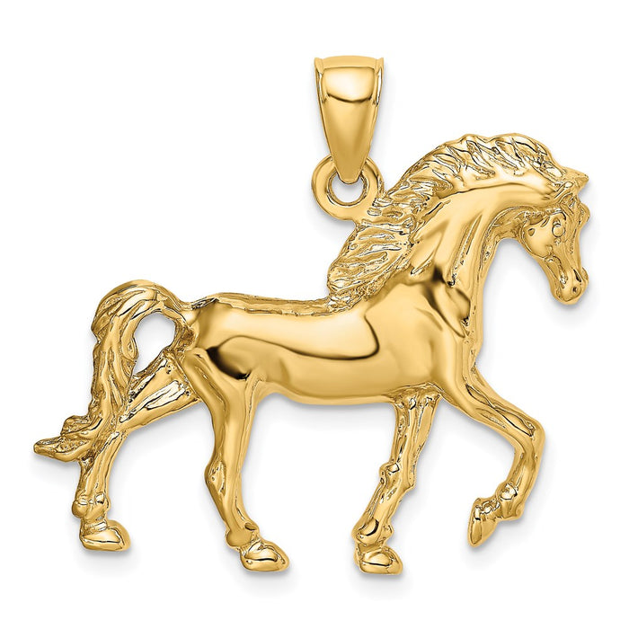 Million Charms 14K Yellow Gold Themed 2-D Horse Walking Charm