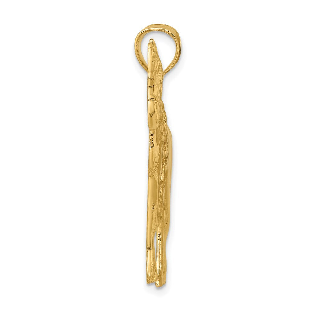 Million Charms 14K Yellow Gold Themed 2-D Horse With Saddle Charm
