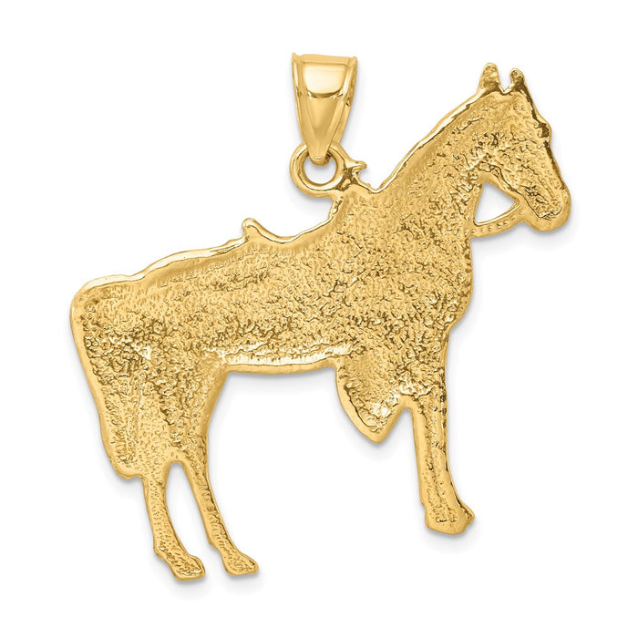 Million Charms 14K Yellow Gold Themed 2-D Horse With Saddle Charm