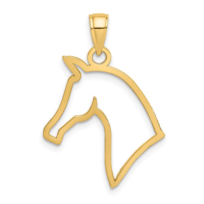 Million Charms 14K Yellow Gold Themed Cut-Out Horse Head Profile Charm