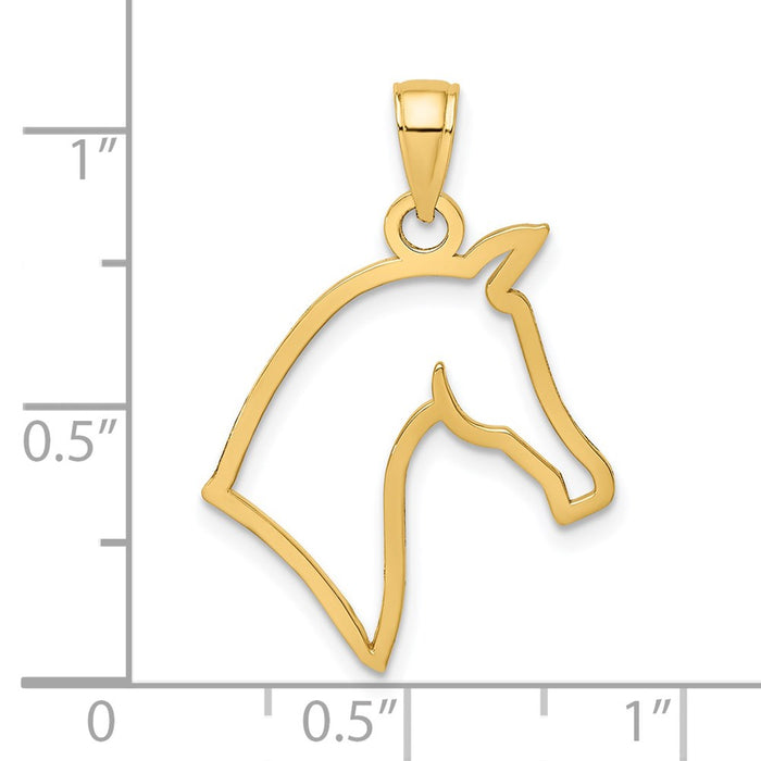Million Charms 14K Yellow Gold Themed Cut-Out Horse Head Profile Charm