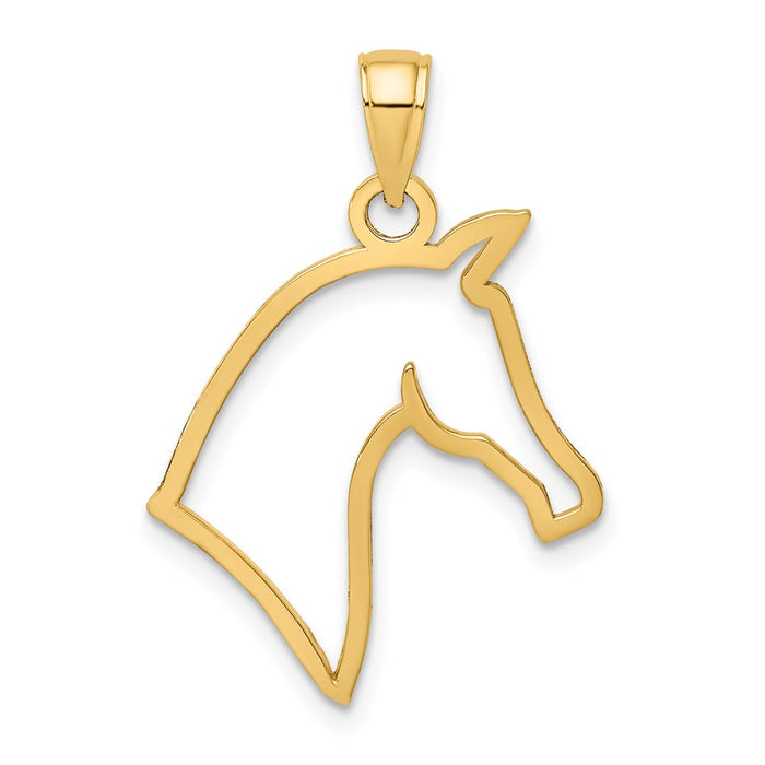Million Charms 14K Yellow Gold Themed Cut-Out Horse Head Profile Charm