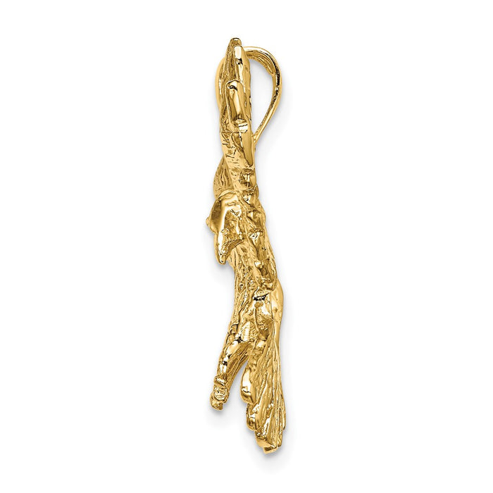 Million Charms 14K Yellow Gold Themed 2-D Eagle Flying Charm