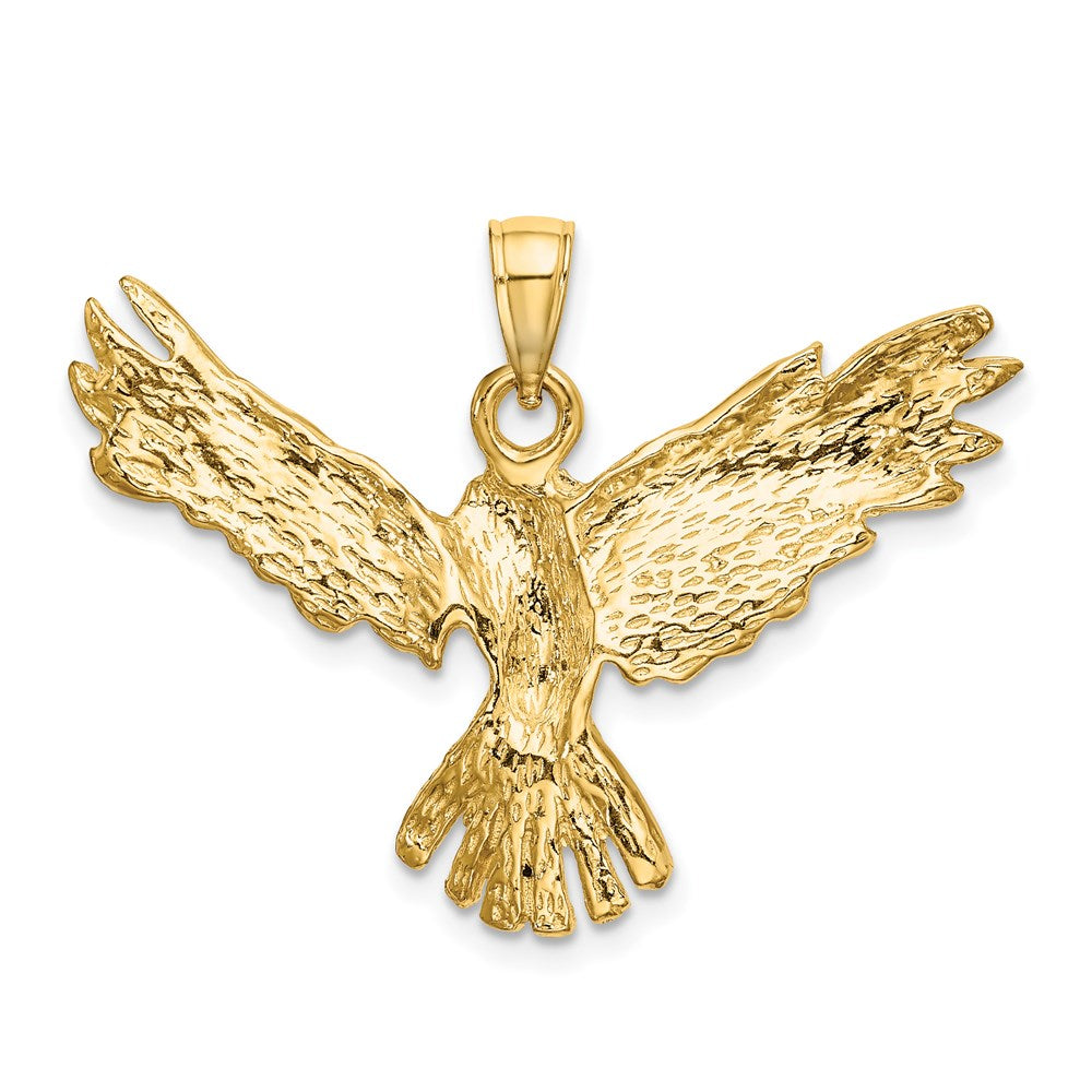 Million Charms 14K Yellow Gold Themed 2-D Eagle Flying Charm