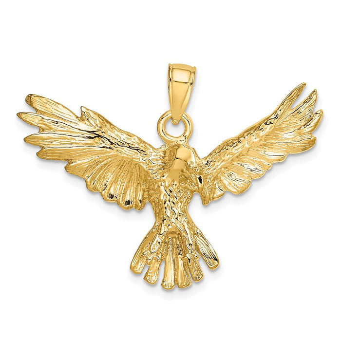 Million Charms 14K Yellow Gold Themed 2-D Eagle Flying Charm
