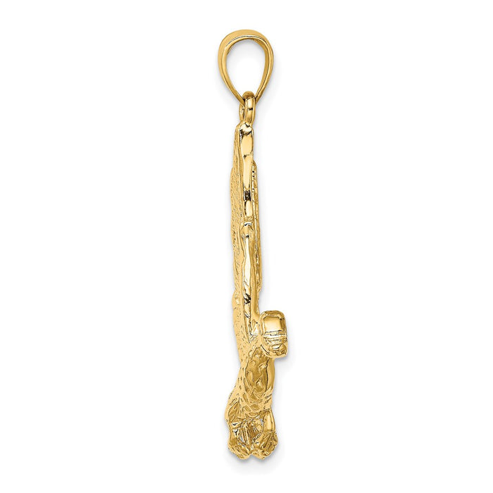Million Charms 14K Yellow Gold Themed 2-D Flying Mallord Duck Charm