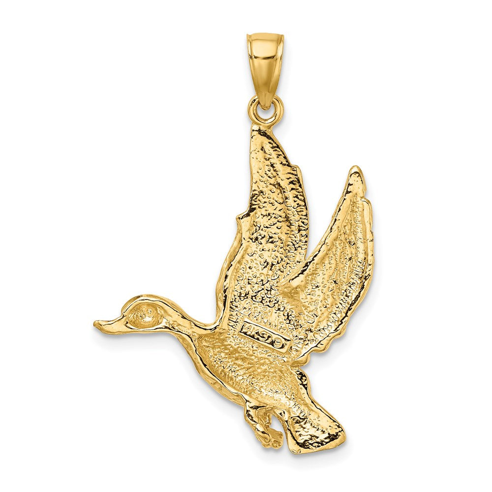 Million Charms 14K Yellow Gold Themed 2-D Flying Mallord Duck Charm