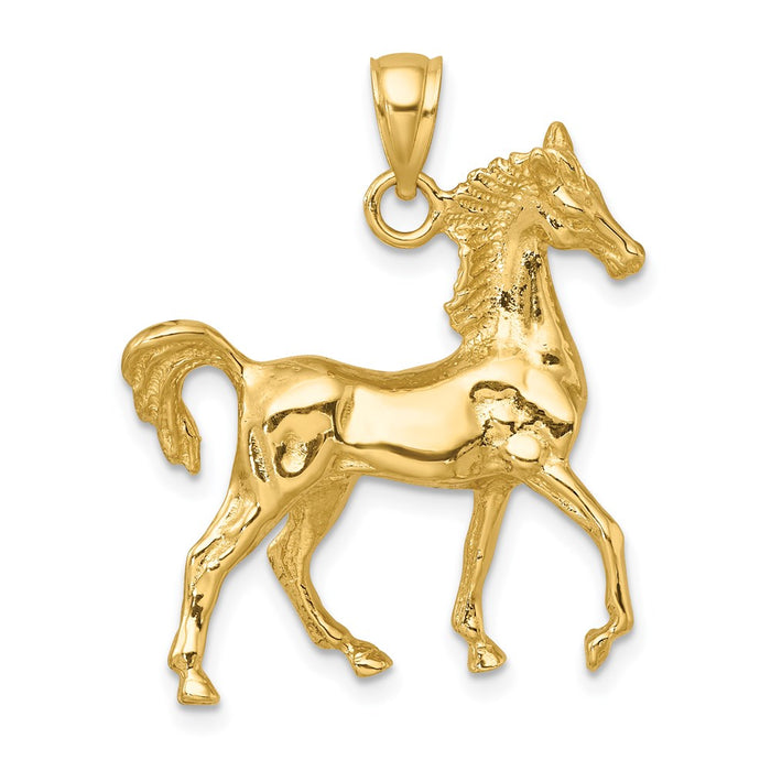Million Charms 14K Yellow Gold Themed 3-D Polished Horse Charm